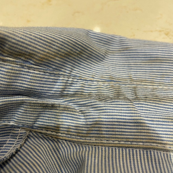 Pretty powder blue blouse with pleated collar. - Picture 7 of 8